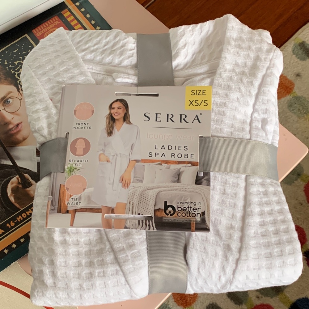 Serra White Waffle Ladies Spa Robe